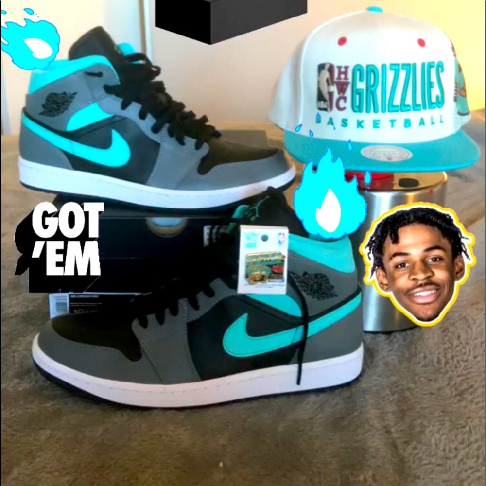 Jordan 1 size 10 1/2 and matching grizzlies hat